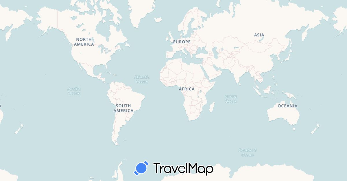 TravelMap itinerary: driving, bus, plane, train in Austria, Canada, Algeria, Portugal, Syria (Africa, Asia, Europe, North America)